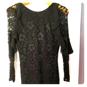 Badgley  Mischka lace dress with ruffle sleeve